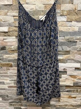 H&M Navy Blue and White Printed Womens Shorts Romper